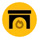 Logo circolare giallo con icona fotocamera nera al centro