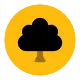 Icona di un albero nero su sfondo giallo circolare